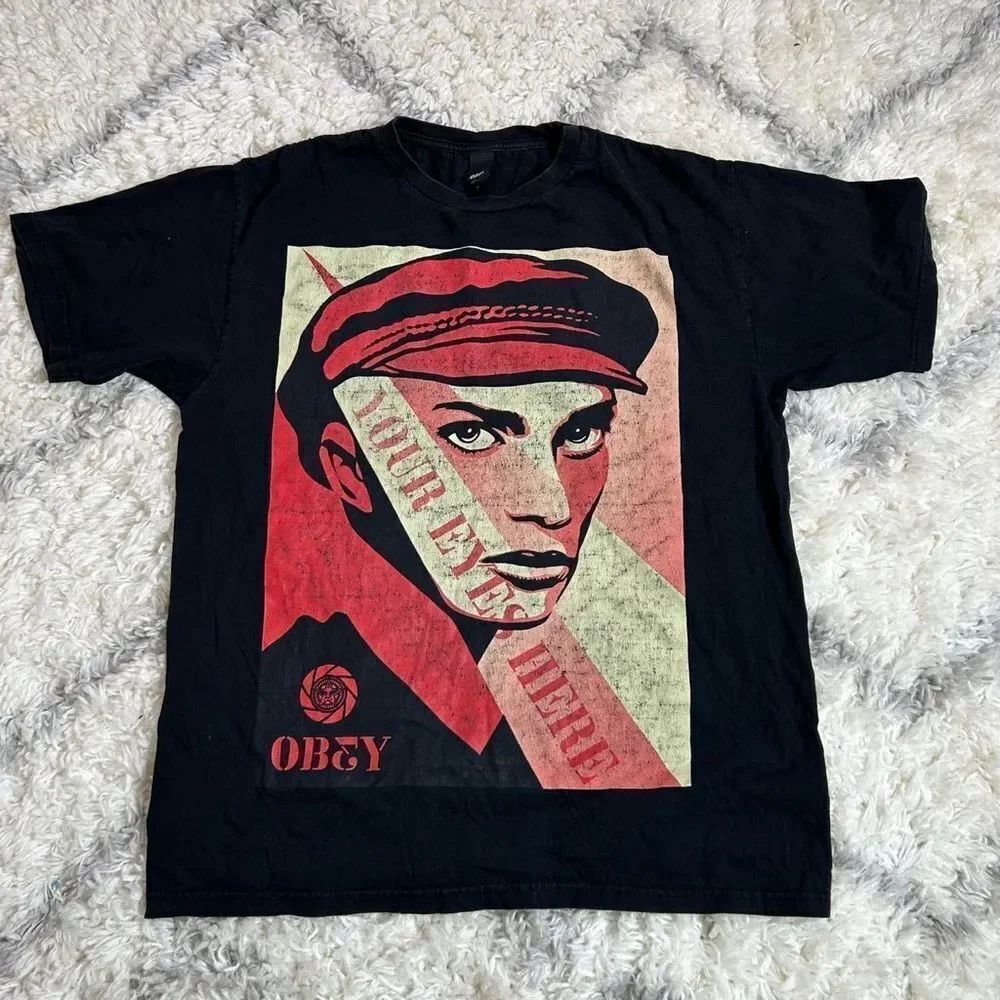 Obey Black and Red Graphic Tee